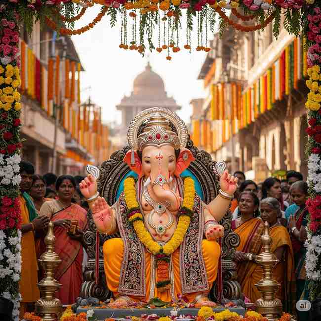 Ganpati Maza Nachat Aala aarti being sung during Ganesh Chaturthi celebrations